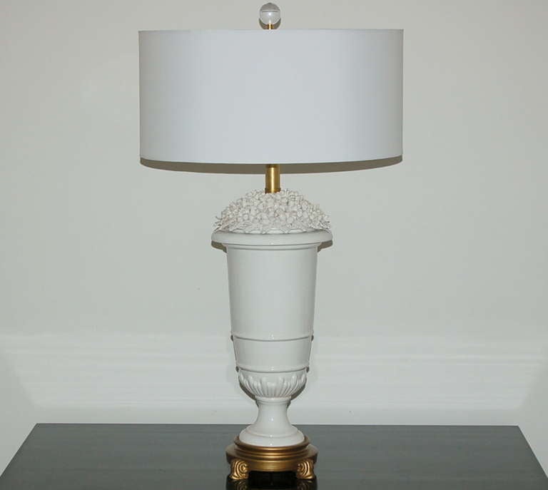 Pair of Vintage Blanc de Chine Flower Tops by The Marbro Lamp Company