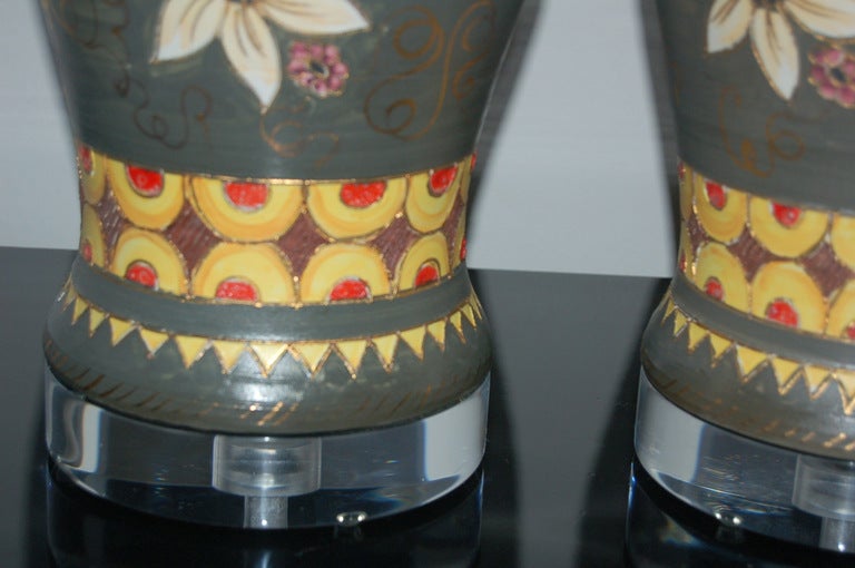Mid-20th Century Deruta Hand-Painted Italian Ceramic Table Lamps For Sale