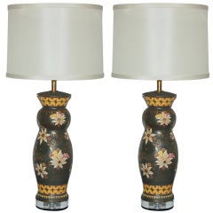 Deruta Hand-Painted Italian Ceramic Table Lamps