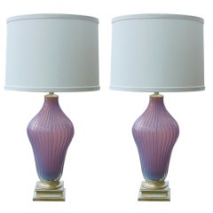 The Marbro Lamp Company - Lilac Opaline Glass Table Lamps
