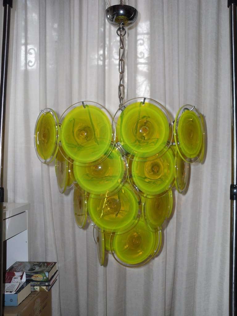 Murano Vistosi Hanging Chandelier in Lemon Lime