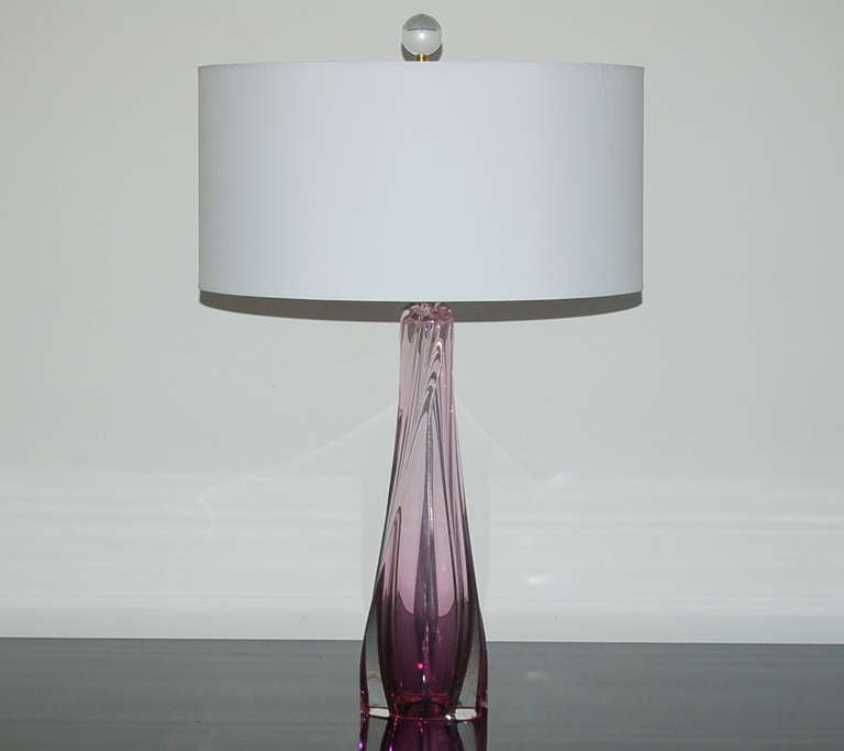 Hollywood Regency Pair of Vintage Murano Sommerso Lamps in Boysenberry