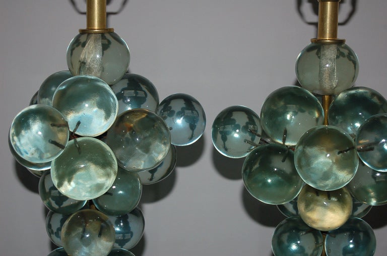 Lucite Pair of Vintage Italian Bubble Lamps by Silvano Pantani, 1966