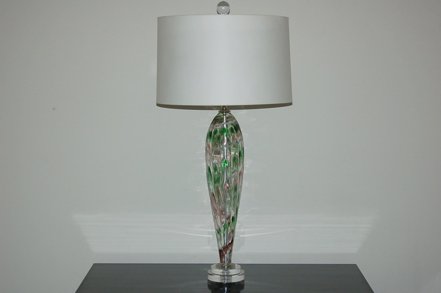 Pair of Vintage Murano Teardrop Lamps with Squiggle Design