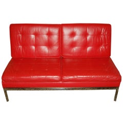 Knoll Armless 2 Seat Sofa in Lipstick Red Leather