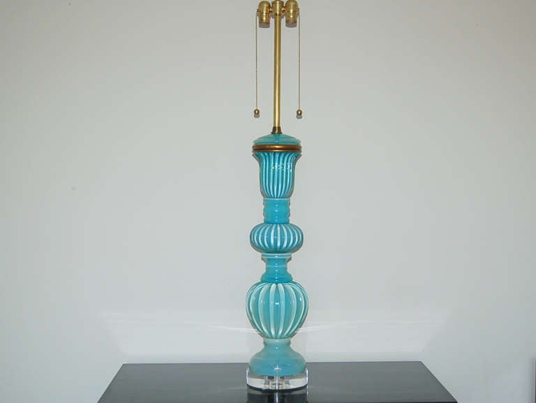American Vintage Opaline Murano Lamp by Archimede Seguso for The Marbro Lamp Company For Sale