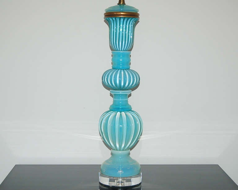 Vintage Opaline Murano Lamp by Archimede Seguso for The Marbro Lamp Company In Excellent Condition For Sale In Little Rock, AR