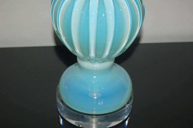 Mid-20th Century Vintage Opaline Murano Lamp by Archimede Seguso for The Marbro Lamp Company For Sale