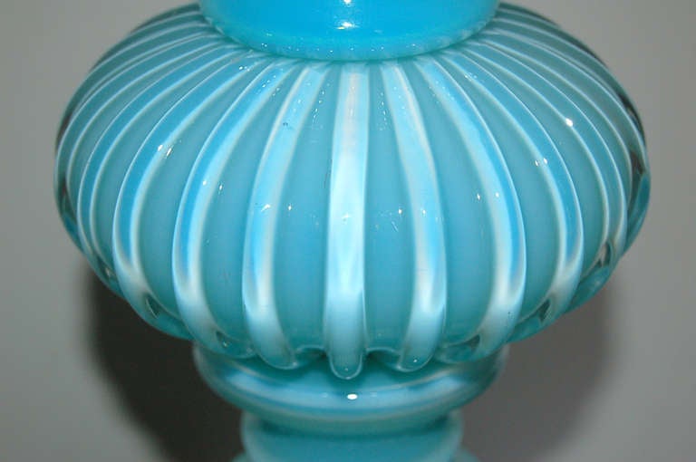 Vintage Opaline Murano Lamp by Archimede Seguso for The Marbro Lamp Company For Sale 1