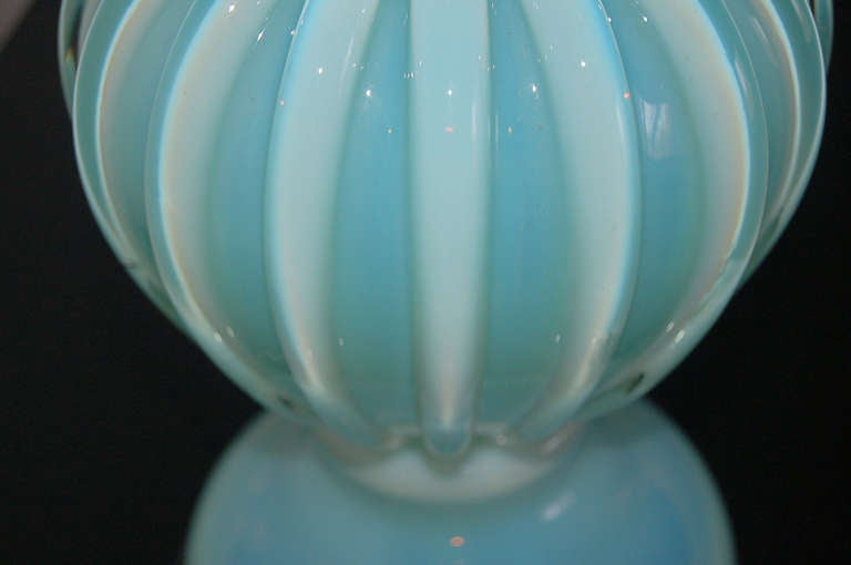 Vintage Opaline Murano Lamp by Archimede Seguso for The Marbro Lamp Company For Sale 2
