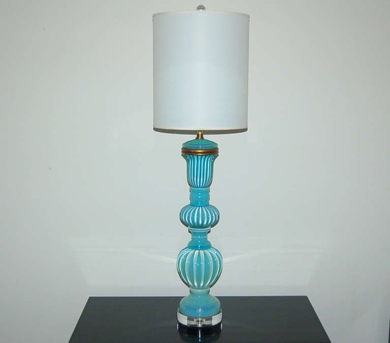 Mid-Century Modern Vintage Opaline Murano Lamp by Archimede Seguso for The Marbro Lamp Company For Sale