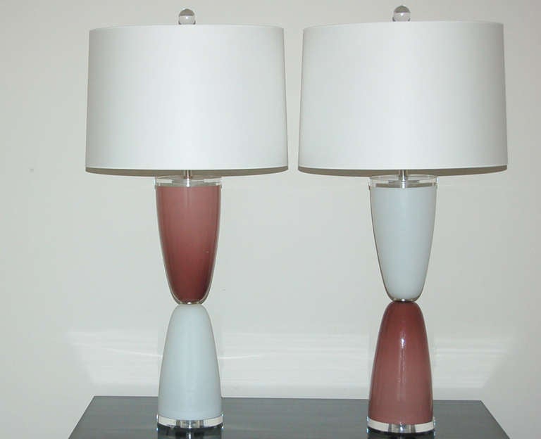 Mid-Century Modern Pair of Vintage Murano Two Toned Parabola Lamps For Sale