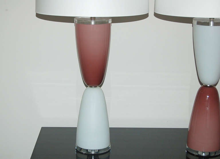 Pair of Vintage Murano Two Toned Parabola Lamps For Sale 2