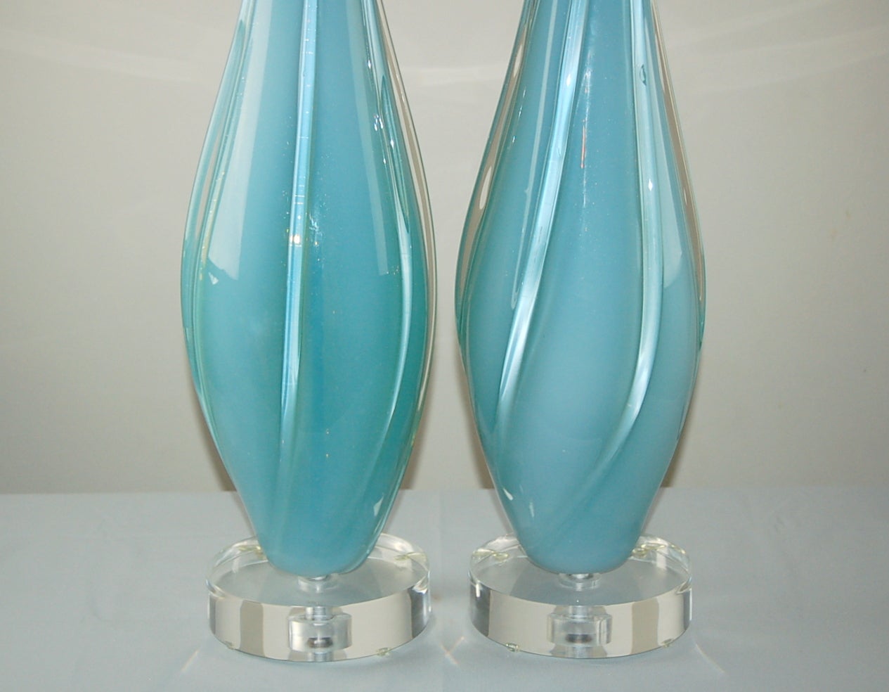 Mid-Century Modern Magical Sky Blue Opaline Vintage Murano Lamps For Sale