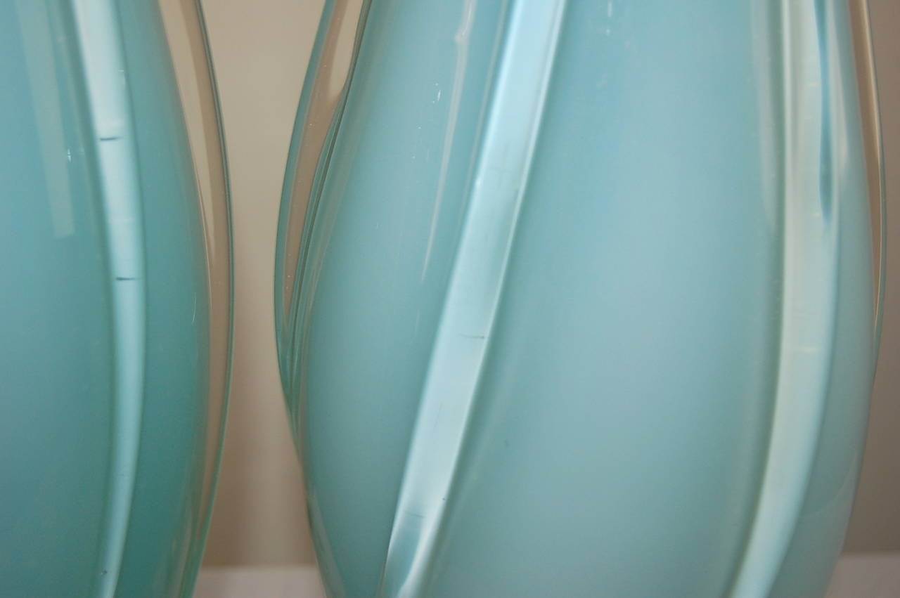 Lucite Magical Sky Blue Opaline Vintage Murano Lamps For Sale