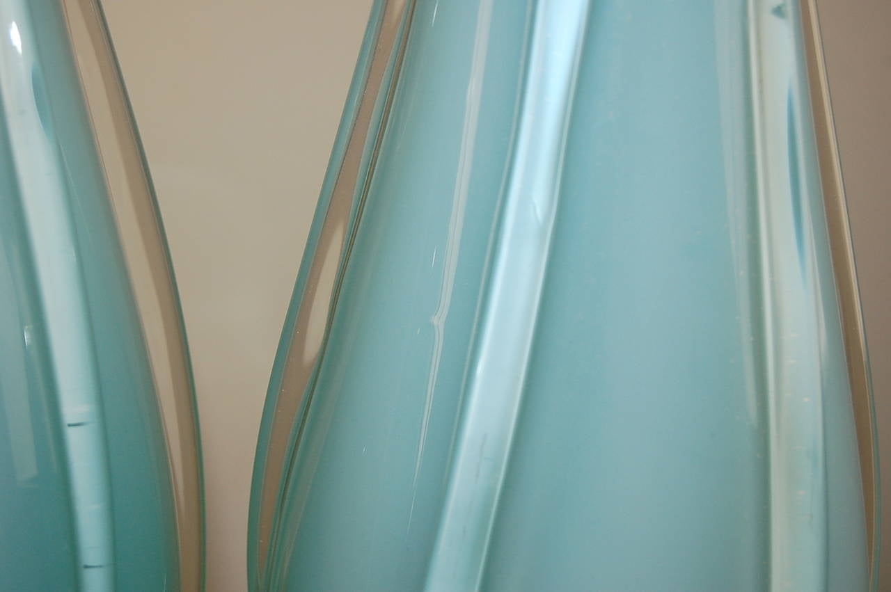 Magical Sky Blue Opaline Vintage Murano Lamps For Sale 1