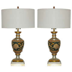 Pair of Carved Gilded Lamps by The Marbro Lamp Company