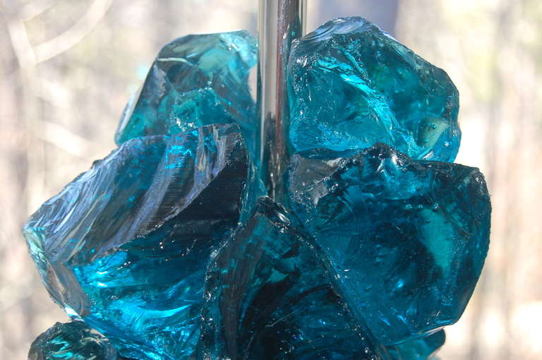Pair of Rock Candy Lamps by Swank Lighting in Teal Blue 2