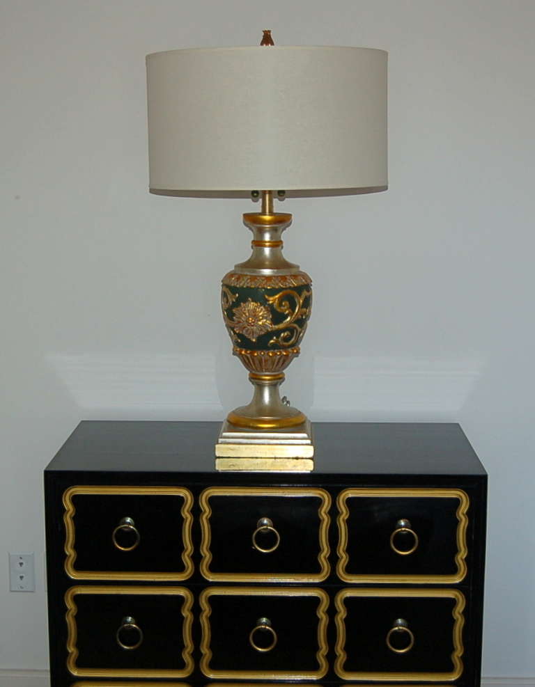 Pair of Carved Gilded Lamps by The Marbro Lamp Company For Sale 3