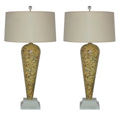 Matched Pair of Monumental Jewel Encrusted Murano Lamps