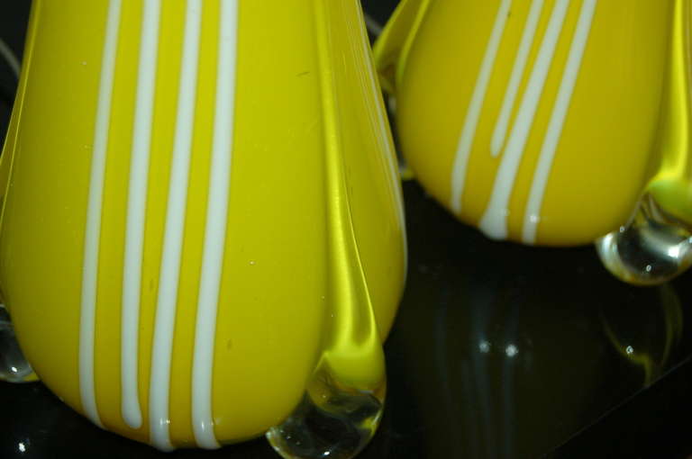 Mid-20th Century Pair of Vintage Murano Lamps of Lemon Bar Yellow For Sale
