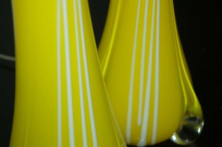 Pair of Vintage Murano Lamps of Lemon Bar Yellow For Sale 2