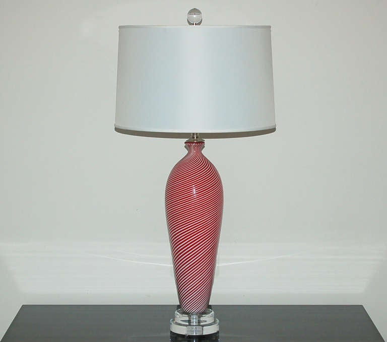 Pair of Pin-Striped Vintage Murano Lamps by Dino Martens