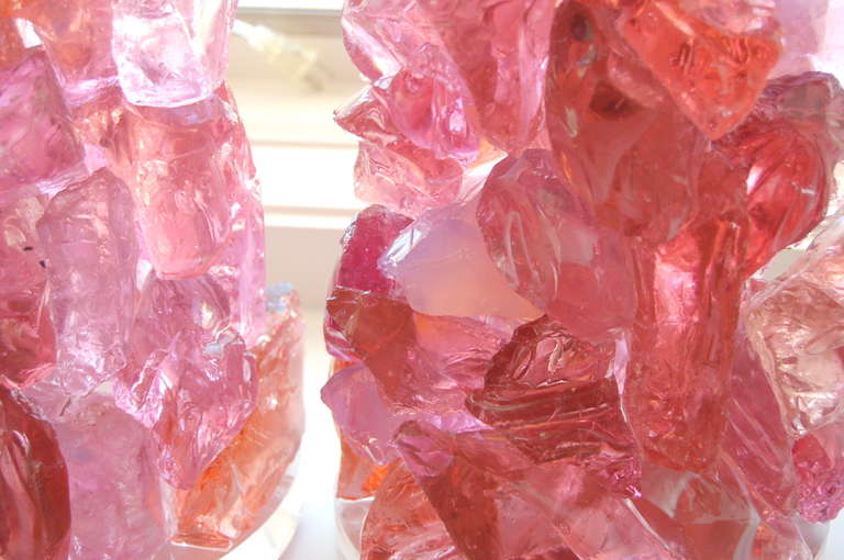 Pink Rock Candy Lamps by Swank Lighting  In Excellent Condition For Sale In Little Rock, AR