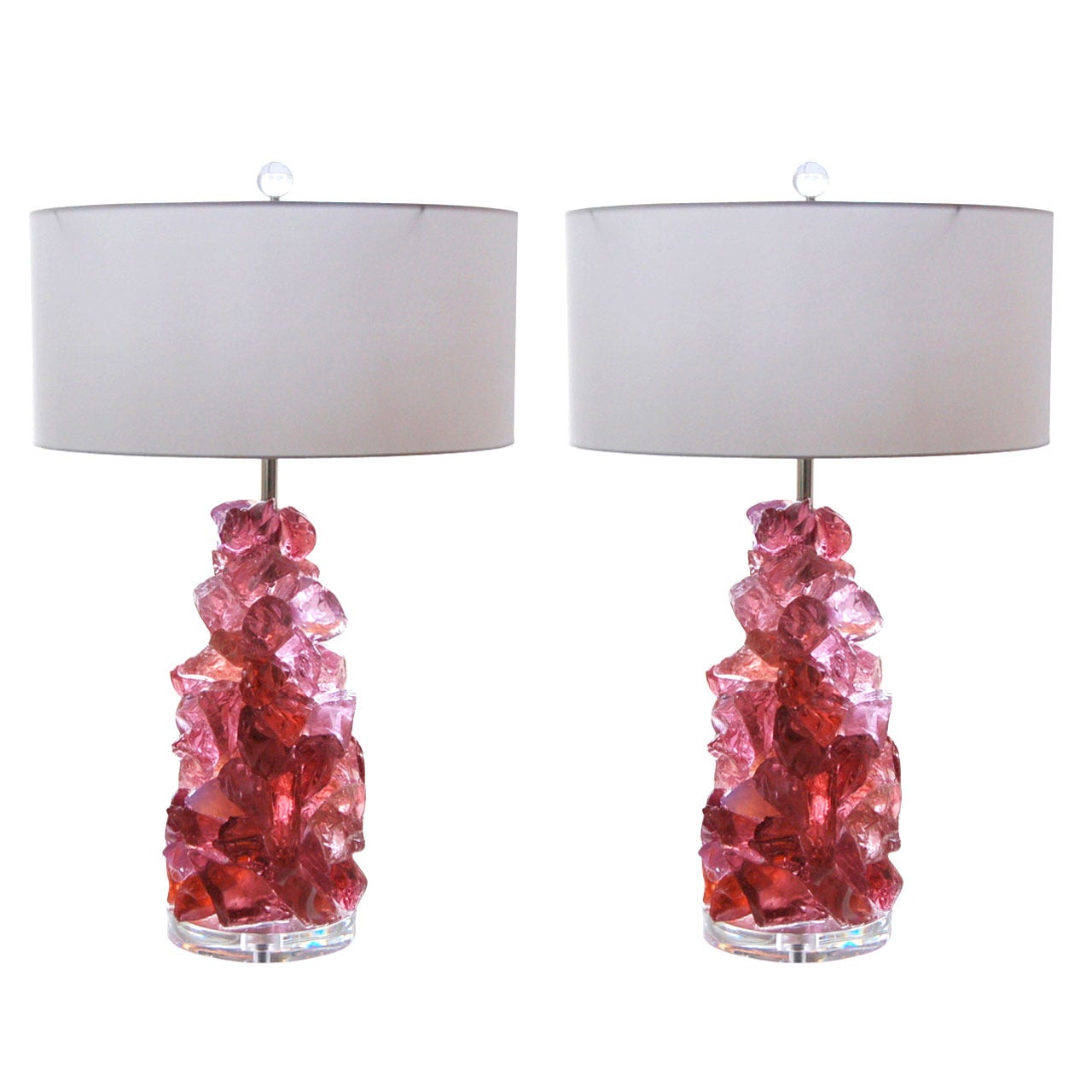 Pink Rock Candy Lamps by Swank Lighting  For Sale