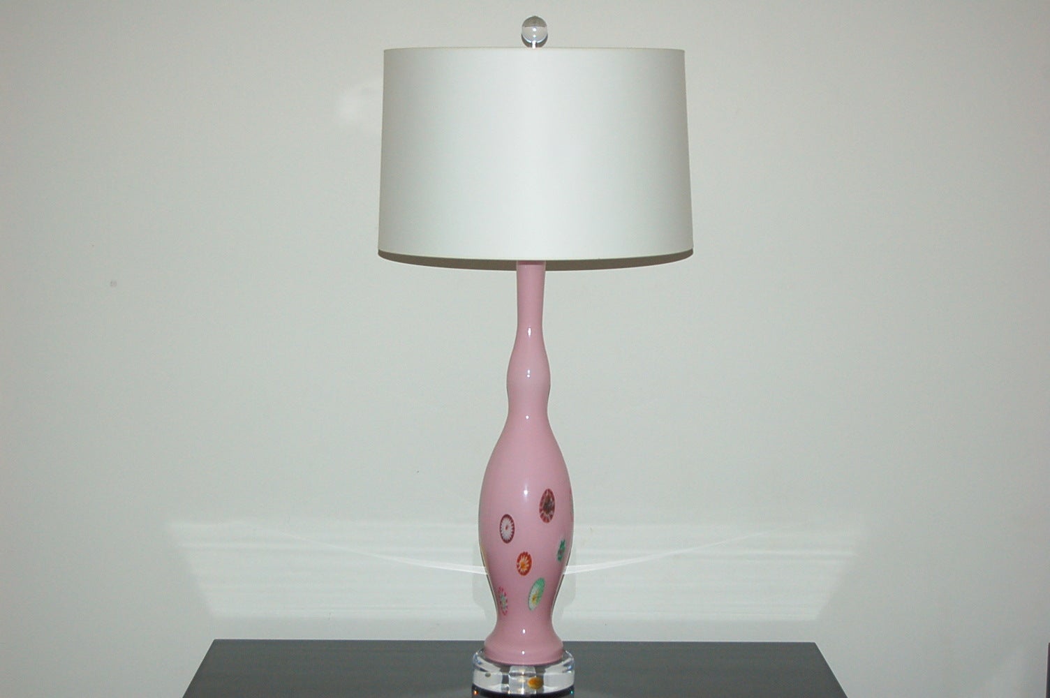 Pair of Vintage Soft Pink Millifiore Murano Lamps  For Sale