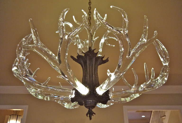 antler chandelier with crystals