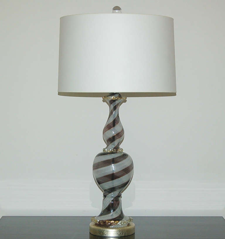Mid-Century Modern Pair of Vintage Murano Black Tie Lamps by Dino Martens For Sale