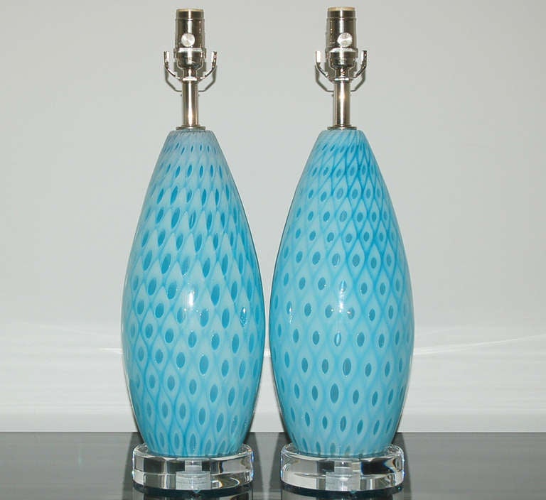 Mid-Century Modern Pair of Vintage Murano Peacock Lamps by Galliano Ferro For Sale