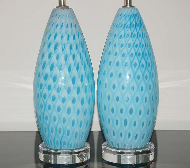 Italian Pair of Vintage Murano Peacock Lamps by Galliano Ferro For Sale
