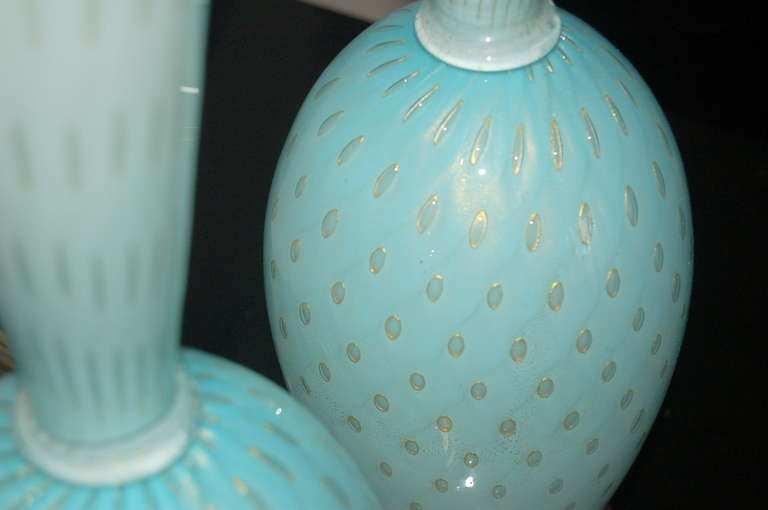 Blue Vintage Italian Murano Table Lamps For Sale 3
