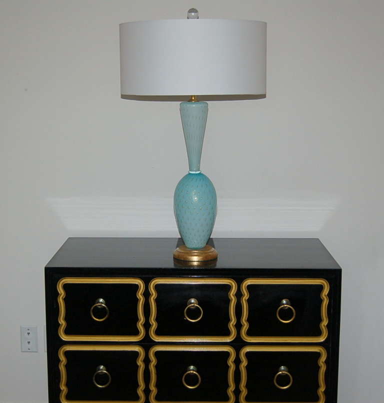 Blue Vintage Italian Murano Table Lamps In Excellent Condition For Sale In Little Rock, AR
