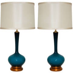 Marbro Lamp Company Retro Handblown Swedish Glass Lamps