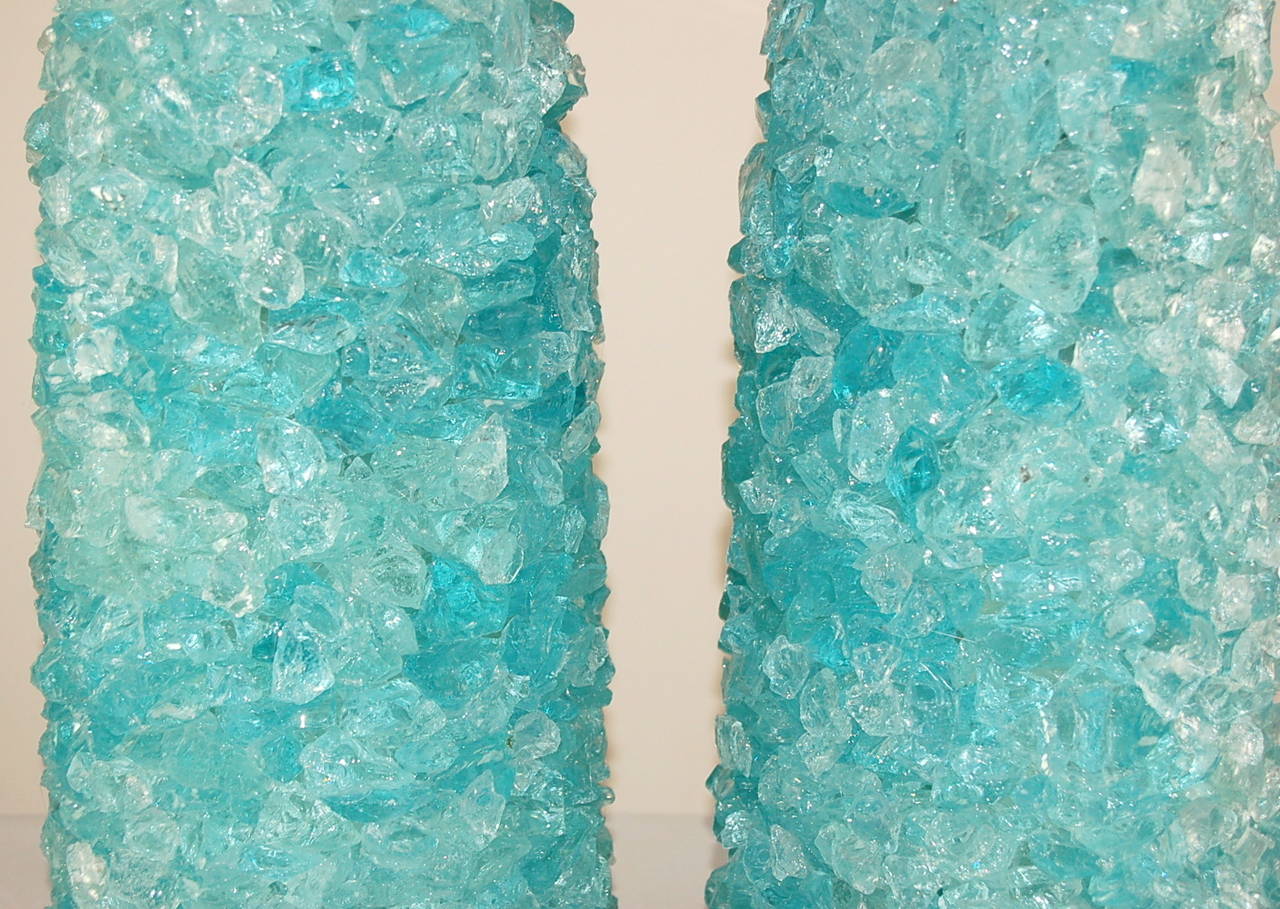 Pair of Rock Candy Table Lamps by Swank Lighting in Tiffany Box Blue In Excellent Condition For Sale In Little Rock, AR