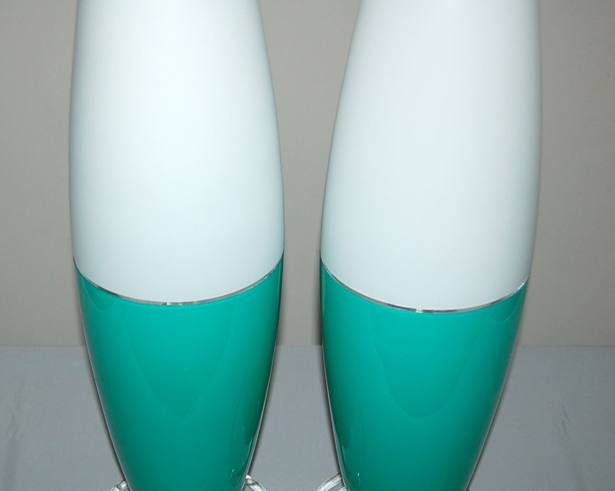 Murano Glass Pair of Aqua Space Age Murano Capsule Lamps, 1960s For Sale