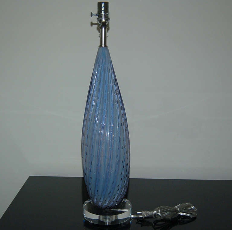 Mid-20th Century Pair of Vintage Murano Opaline Lamps by Alfredo Barbini