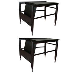 Pair of Wedge Tables with Magazine Rack by John Keal for Brown Saltman