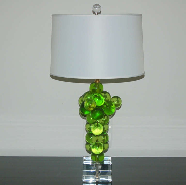 Mid-Century Modern Pair of Vintage, Resin Bubble Lamps by Silvano Pantani in Lemon Lime