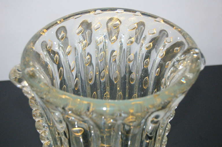 Classic Vintage Murano Glass Vase in Golden Champagne with Rigaree 2