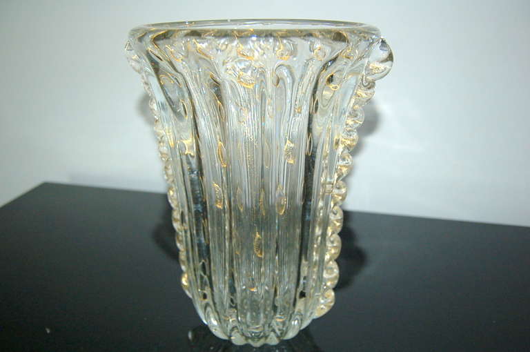 Classic Vintage Murano Glass Vase in Golden Champagne with Rigaree 4