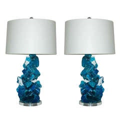 Pair of Rock Candy Lamps by Swank Lighting in Iced Midnight