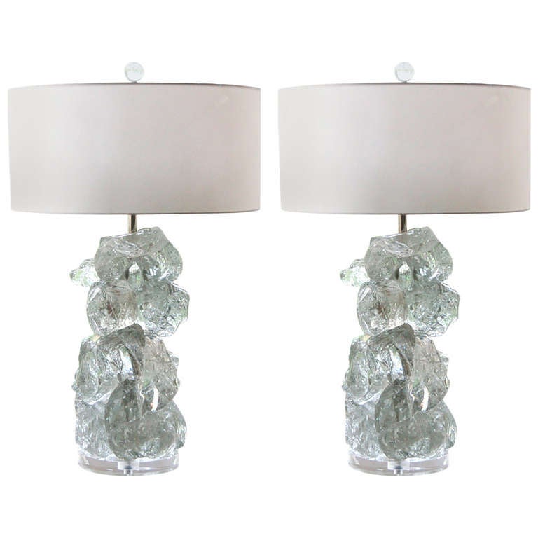 Clear Rock Candy Lamps by Swank Lighting For Sale at 1stdibs