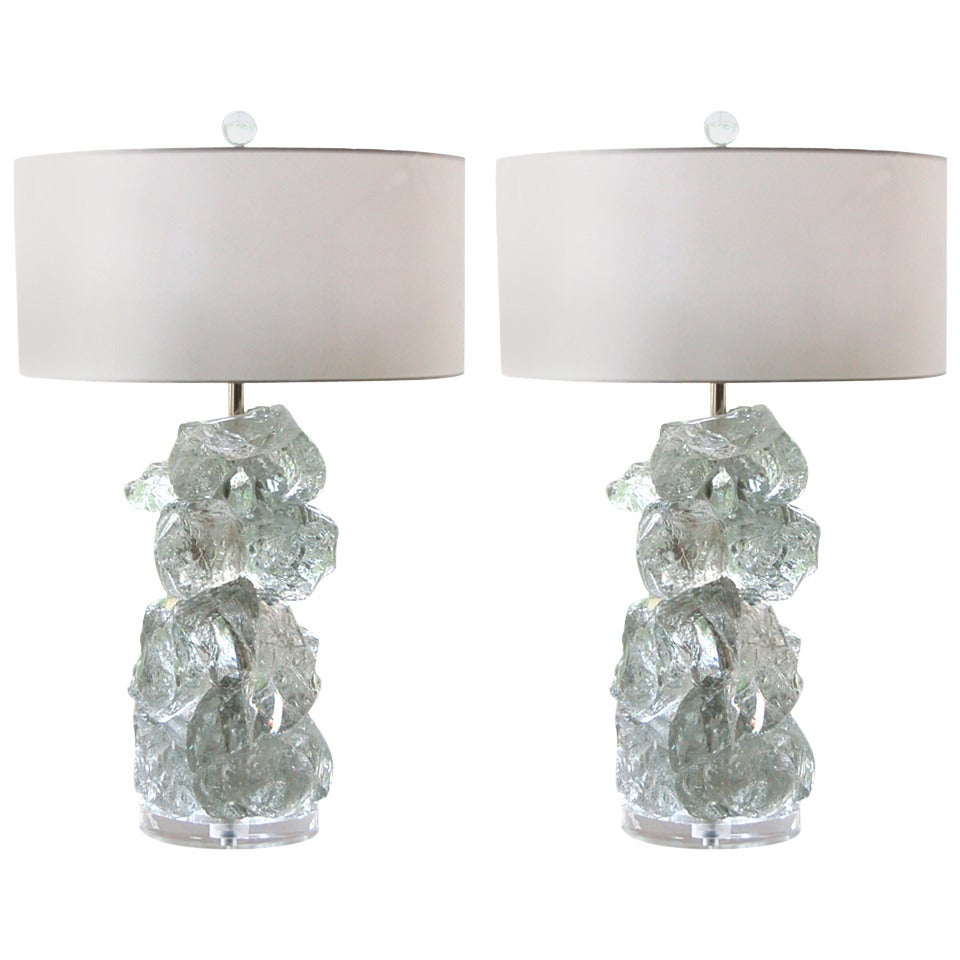 Clear Rock Candy Lamps by Swank Lighting For Sale