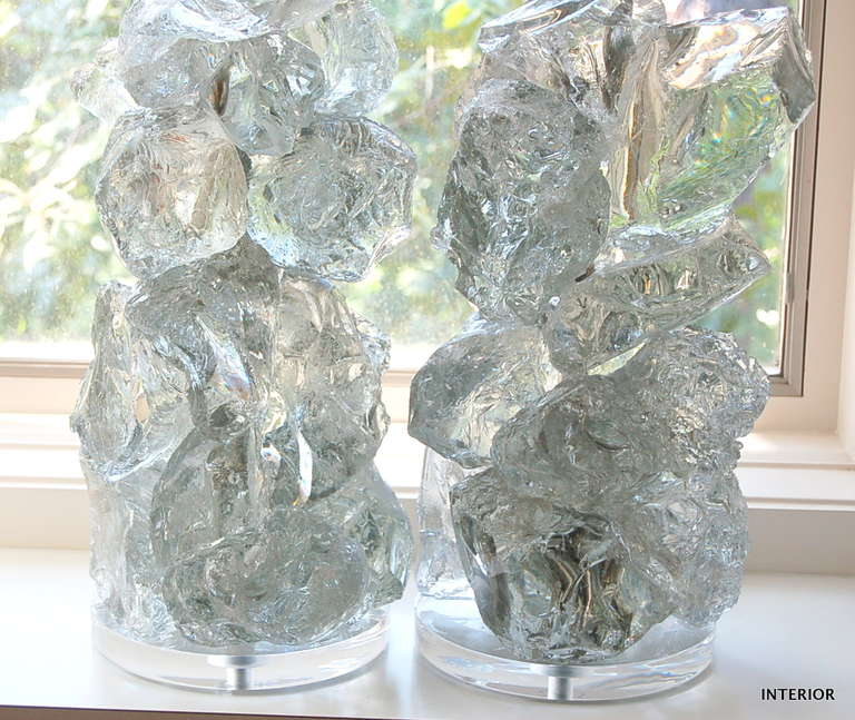 Clear Rock Candy Lamps by Swank Lighting In Excellent Condition For Sale In Little Rock, AR
