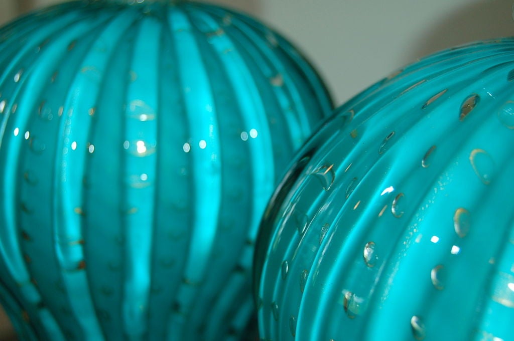 Barovier & Toso Murano Lamps in Blue Green 2