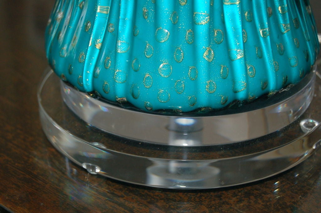 Barovier & Toso Murano Lamps in Blue Green 3